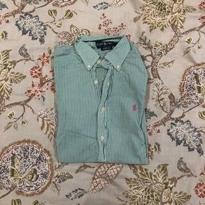 Green and white size small polo shirt